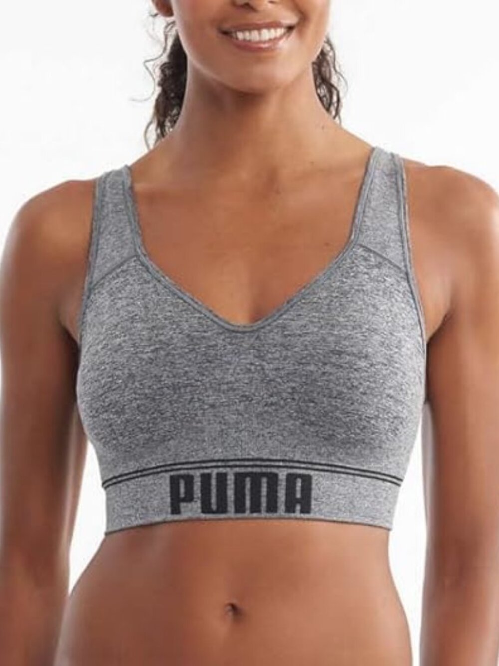 PUMA Women’s Seamless Convertible Sports Bra 2 Pack Black & Grey Large